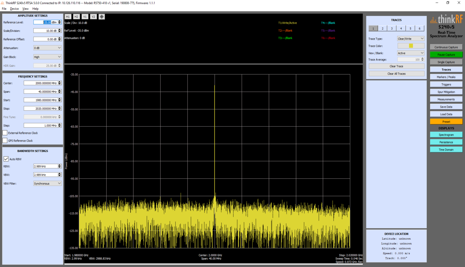 Spectrum Analysis Software thinkRF