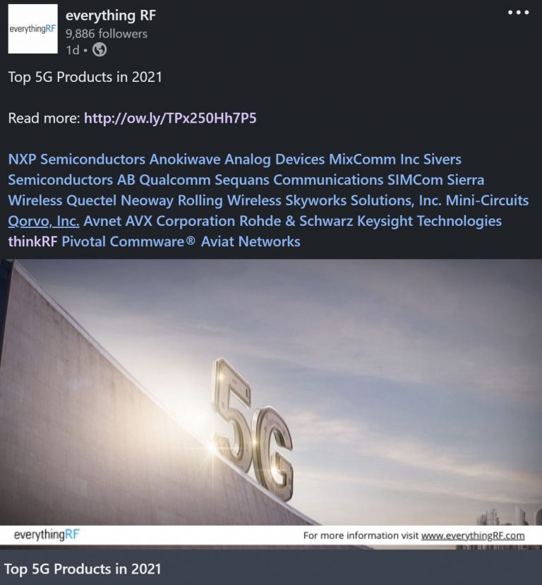 thinkRF D4000 RF Downconverter/Tuner makes the Top 5G Products in 2021 list of everything RF